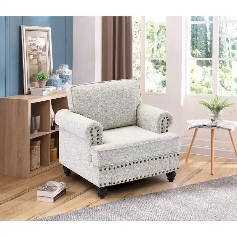 37.2 Fauteuil d'appoint en chenille clouté