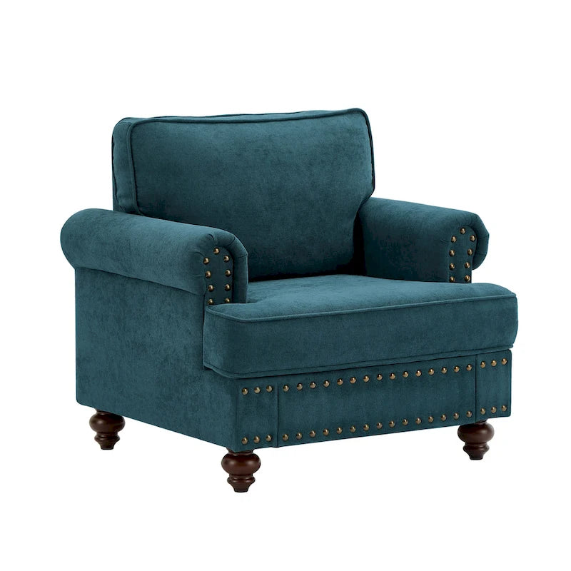37.2 Fauteuil d'appoint en chenille clouté