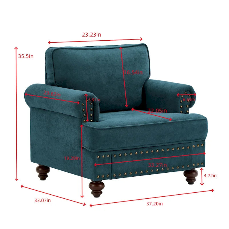 37.2 Fauteuil d'appoint en chenille clouté