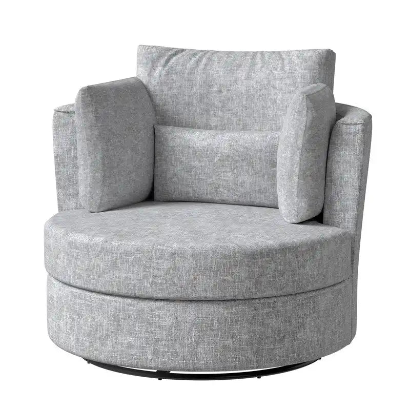 Fauteuil d'appoint rembourré pivotant large de 88,1 cm en chenille de style moderne et doux