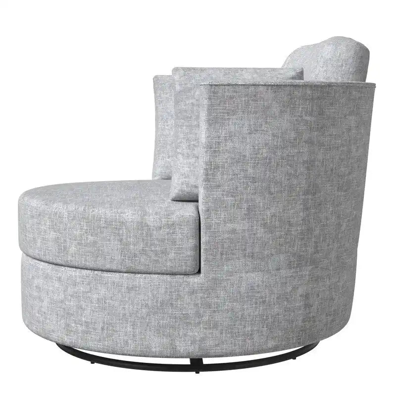 Fauteuil d'appoint rembourré pivotant large de 88,1 cm en chenille de style moderne et doux