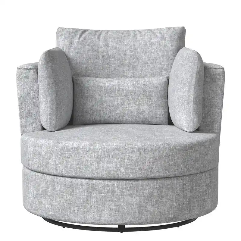 Fauteuil d'appoint rembourré pivotant large de 88,1 cm en chenille de style moderne et doux
