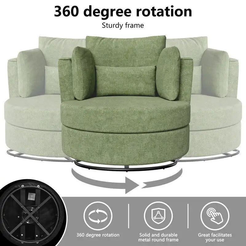 Fauteuil d'appoint rembourré pivotant large de 88,1 cm en chenille de style moderne et doux