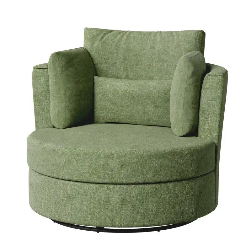 Fauteuil d'appoint rembourré pivotant large de 88,1 cm en chenille de style moderne et doux
