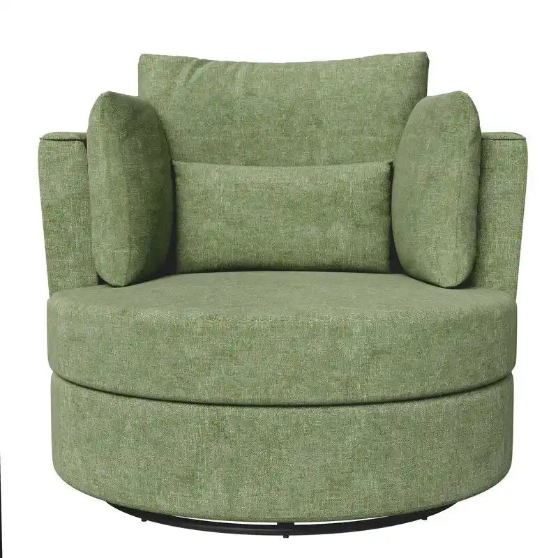 Fauteuil d'appoint rembourré pivotant large de 88,1 cm en chenille de style moderne et doux