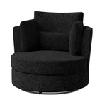 Fauteuil d'appoint rembourré pivotant large de 88,1 cm en chenille de style moderne et doux
