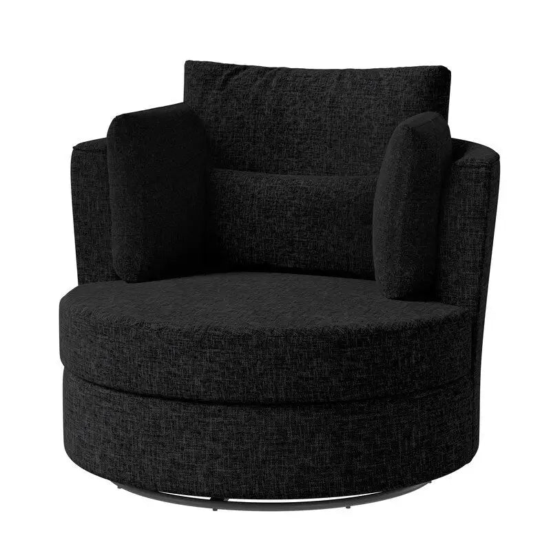 Fauteuil d'appoint rembourré pivotant large de 88,1 cm en chenille de style moderne et doux