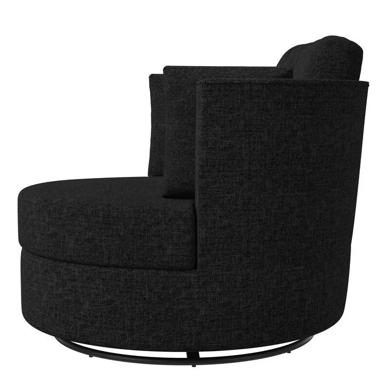 Fauteuil d'appoint rembourré pivotant large de 88,1 cm en chenille de style moderne et doux