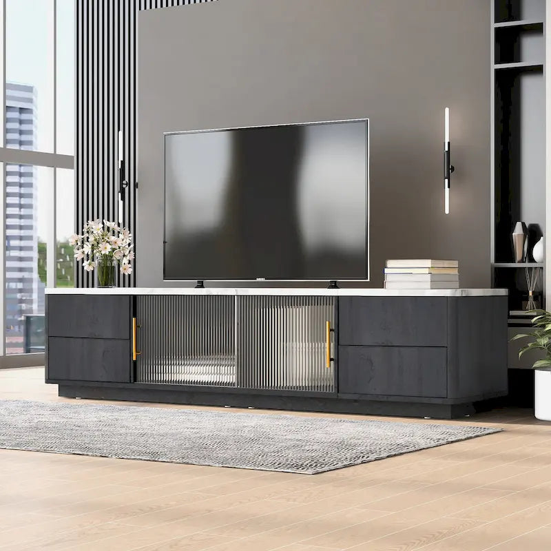 Modern TV Stand for 70 TV with 4 Drawers, Media Console Table, Entertainment Center with Large Storage Cabinet