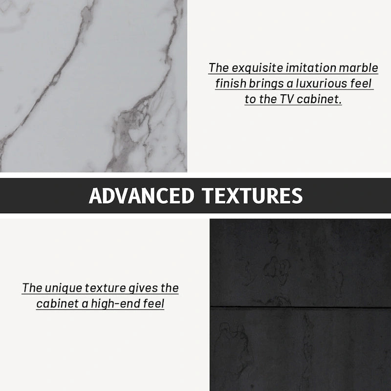 Meuble TV moderne pour téléviseur de 70 pouces avec 4 tiroirs, console média, centre de divertissement avec grand meuble de rangement