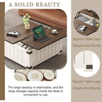 Table basse relevable de style rustique avec rangement