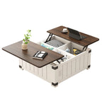 Table basse relevable de style rustique avec rangement