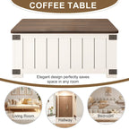 Table basse relevable de style rustique avec rangement