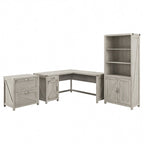 Bureau en L de 60 W avec classeur et bibliothèque