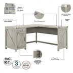 Bureau en L de 60 W avec classeur et bibliothèque