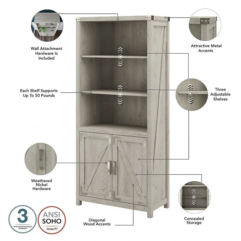 Bureau en L de 60 W avec classeur et bibliothèque