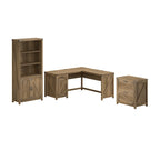 Bureau en L de 60 W avec classeur et bibliothèque