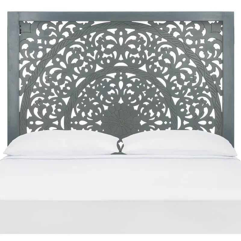Tête de lit Home Remedy grise avec motif découpé en noyer