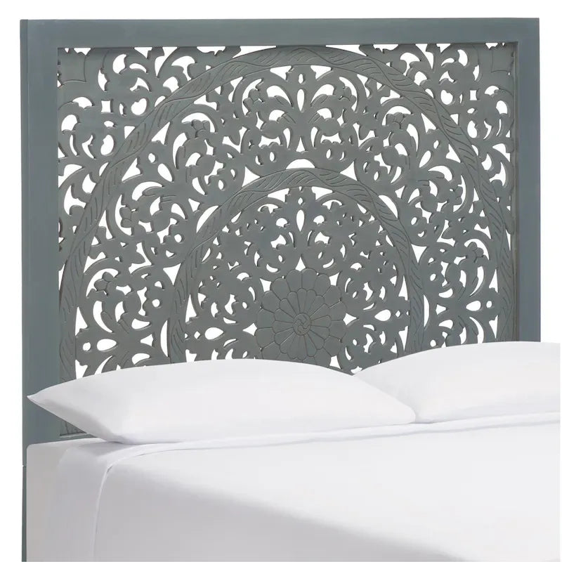 Tête de lit Home Remedy grise avec motif découpé en noyer