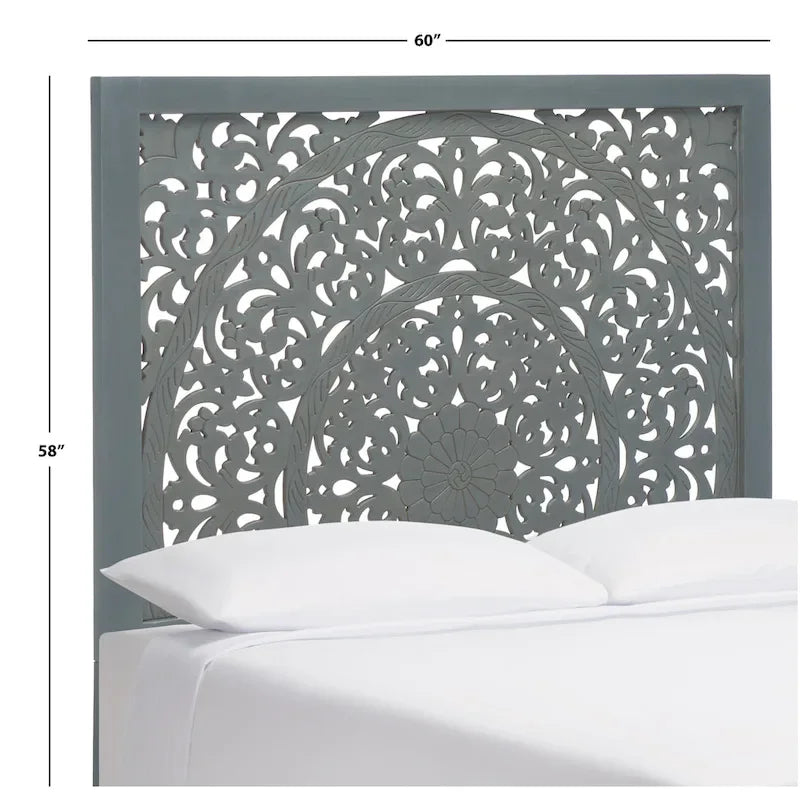 Tête de lit Home Remedy grise avec motif découpé en noyer