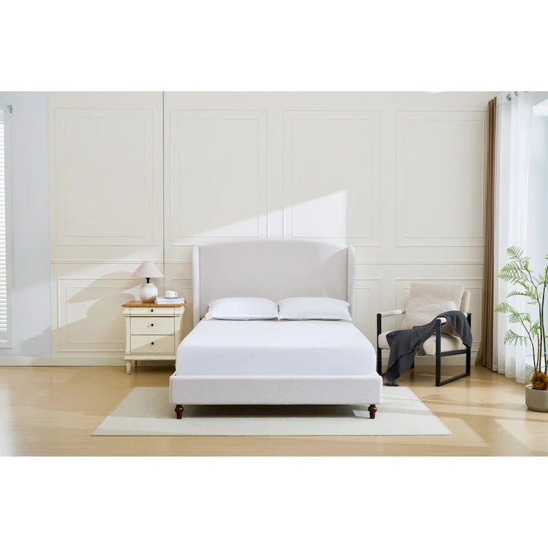 - Cadre de lit classique Windsor avec tête de lit capitonnée à oreilles