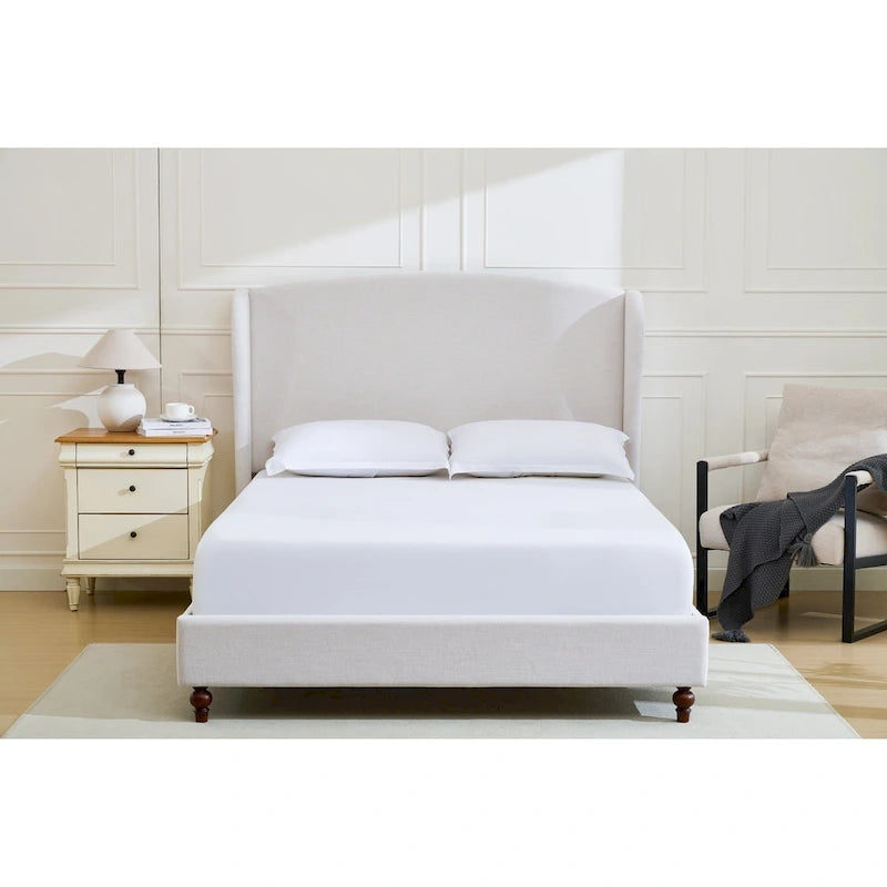 - Cadre de lit classique Windsor avec tête de lit capitonnée à oreilles