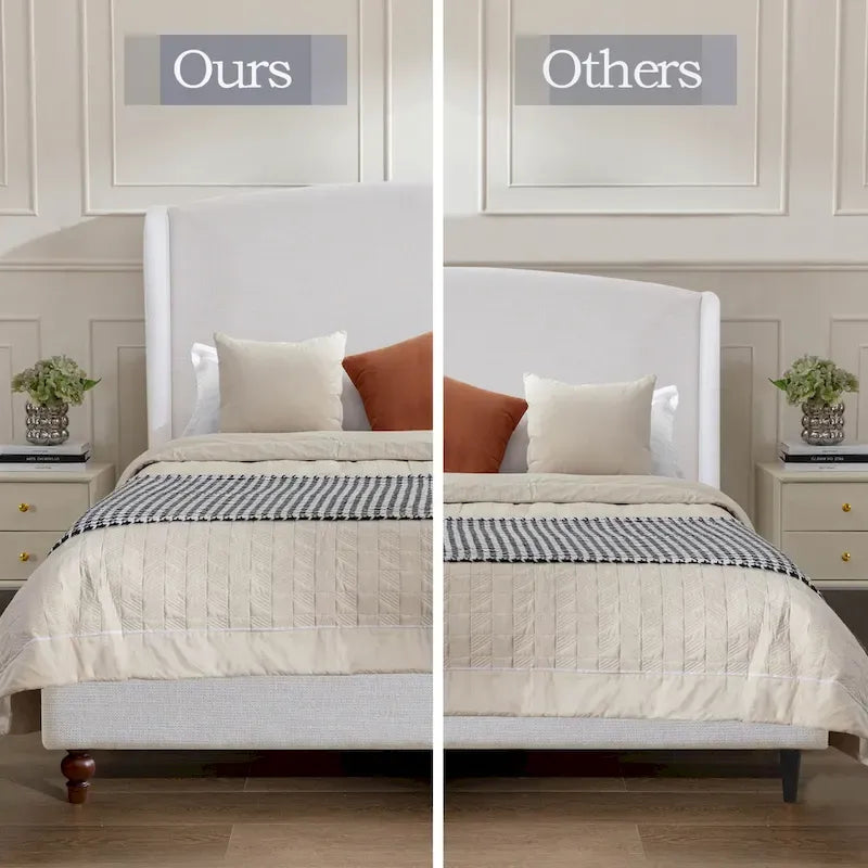 - Cadre de lit classique Windsor avec tête de lit capitonnée à oreilles