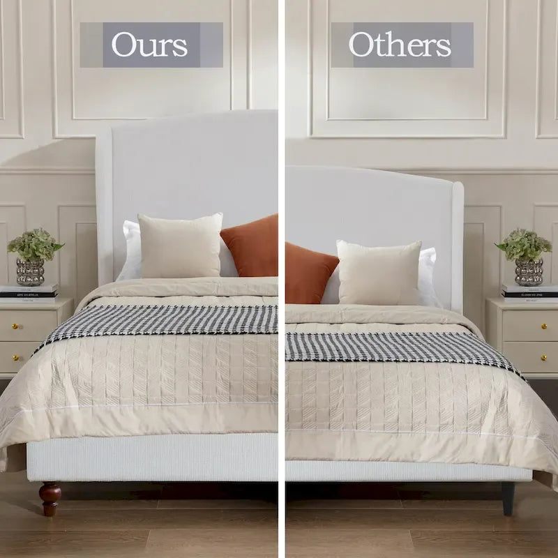 - Cadre de lit classique Windsor avec tête de lit capitonnée à oreilles