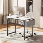Bureau d'ordinateur moderne avec sac de rangement et support pour casque pour chambres à coucher, coins bureau ou petits bureaux à domicile