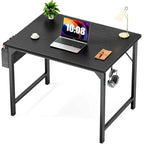 Bureau d'ordinateur moderne avec sac de rangement et support pour casque pour chambres à coucher, coins bureau ou petits bureaux à domicile