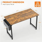 Bureau d'ordinateur moderne avec sac de rangement et support pour casque pour chambres à coucher, coins bureau ou petits bureaux à domicile