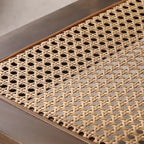 Table basse rectangulaire à 2 niveaux avec étagère de rangement en rotin - 120L x 60l x 45H cm