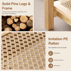 Table basse rectangulaire à 2 niveaux avec étagère de rangement en rotin - 120L x 60l x 45H cm