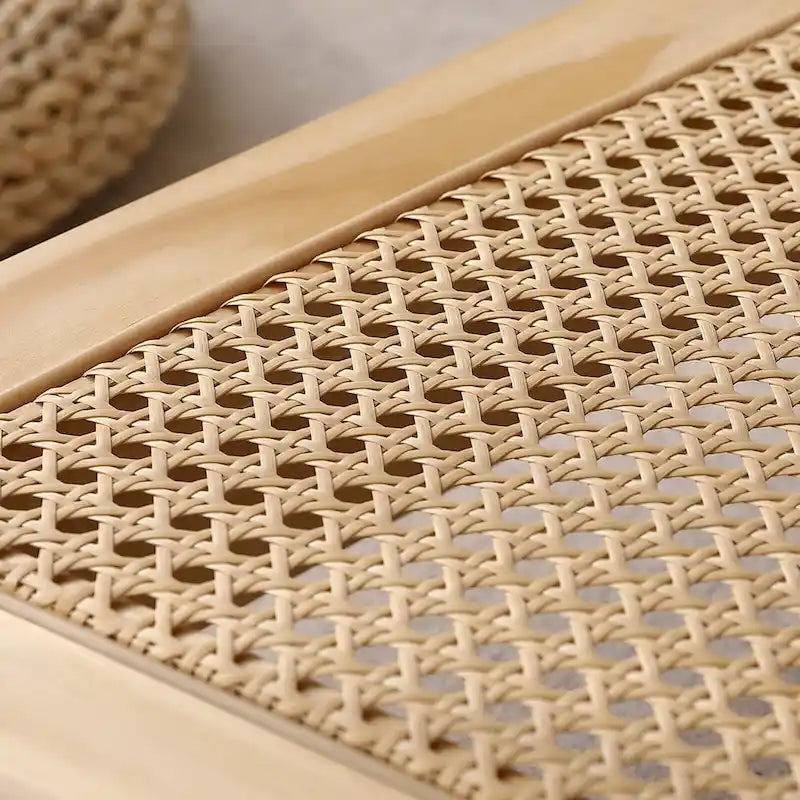 Table basse rectangulaire à 2 niveaux avec étagère de rangement en rotin - 120L x 60l x 45H cm