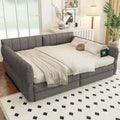 Lit Queen Size capitonné avec port USB - Cadre de lit plateforme avec 2 tiroirs de rangement - Tête de lit en tissu luxueux incluse