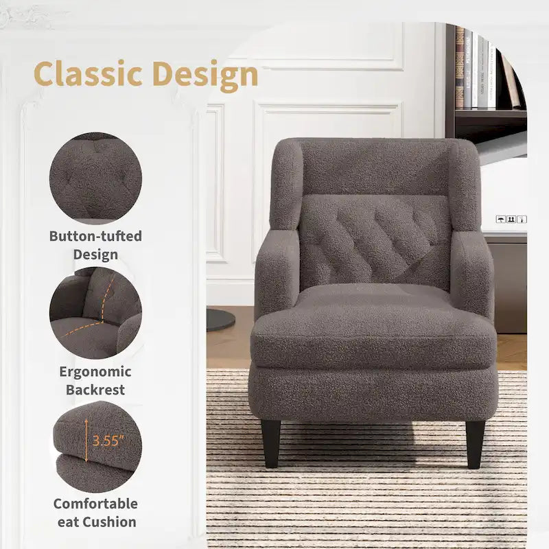 Fauteuil d'appoint capitonné pour salon et chambre à coucher