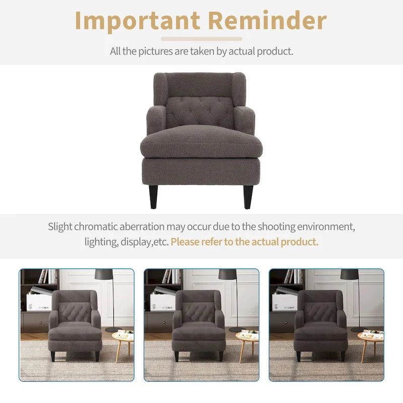 Fauteuil d'appoint capitonné pour salon et chambre à coucher