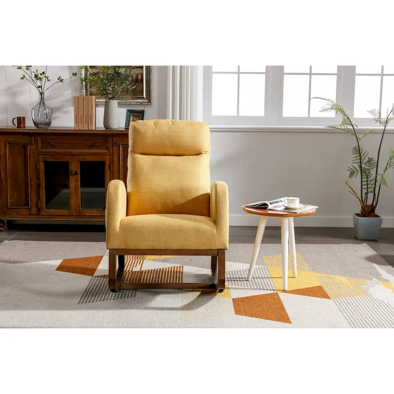Fauteuil-planeur moderne, fauteuil inclinable avec pieds en bois et poche latérale, fauteuil à bascule d'appoint pour chambre de bébé avec dossier haut