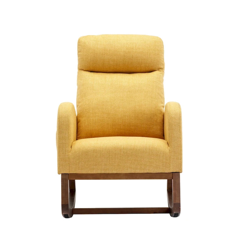 Fauteuil-planeur moderne, fauteuil inclinable avec pieds en bois et poche latérale, fauteuil à bascule d'appoint pour chambre de bébé avec dossier haut