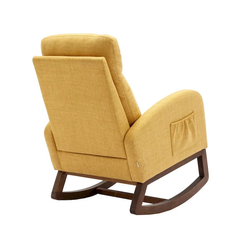 Fauteuil-planeur moderne, fauteuil inclinable avec pieds en bois et poche latérale, fauteuil à bascule d'appoint pour chambre de bébé avec dossier haut