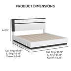 Ensemble de chambre à coucher Conjira Modern 4 pièces en bois blanc avec plateforme