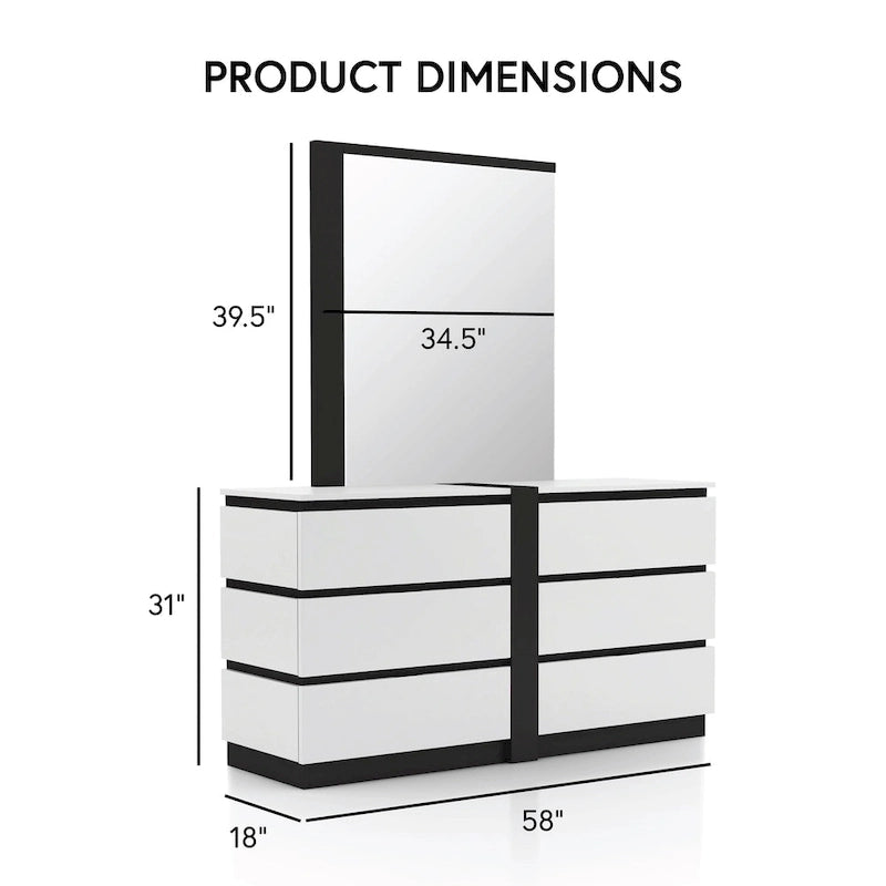 Ensemble de chambre à coucher Conjira Modern 4 pièces en bois blanc avec plateforme