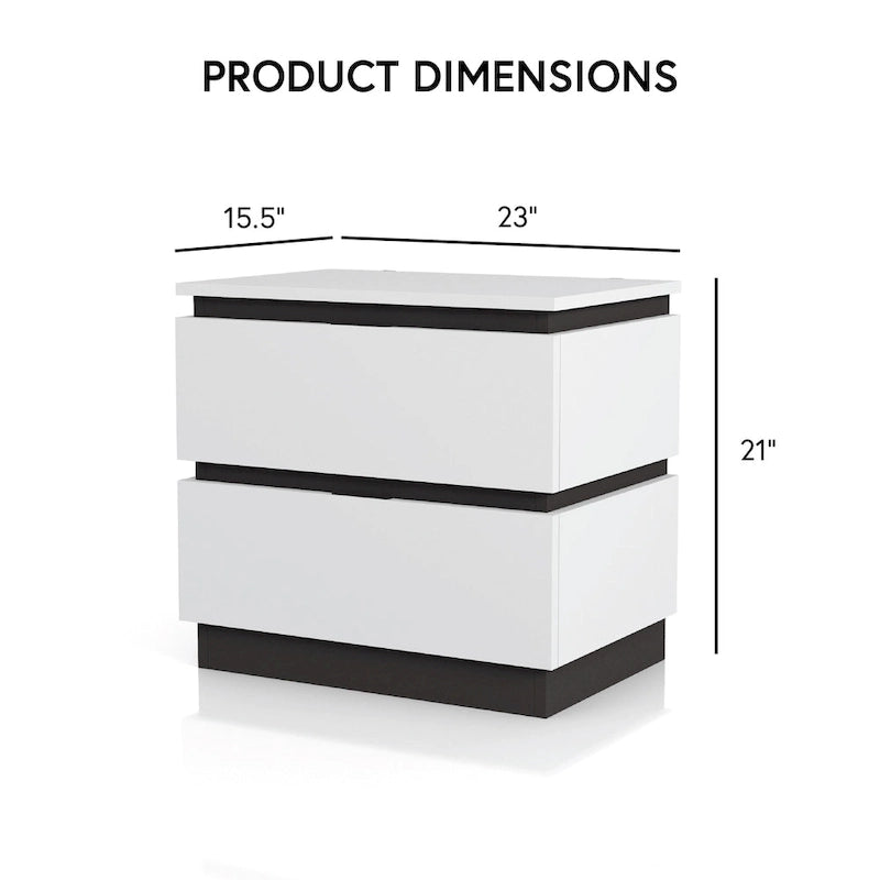Ensemble de chambre à coucher Conjira Modern 4 pièces en bois blanc avec plateforme