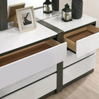Ensemble de chambre à coucher Conjira Modern 4 pièces en bois blanc avec plateforme