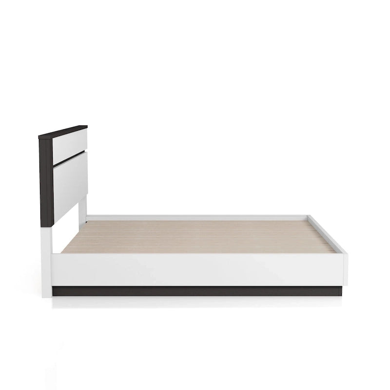 Ensemble de chambre à coucher Conjira Modern 4 pièces en bois blanc avec plateforme