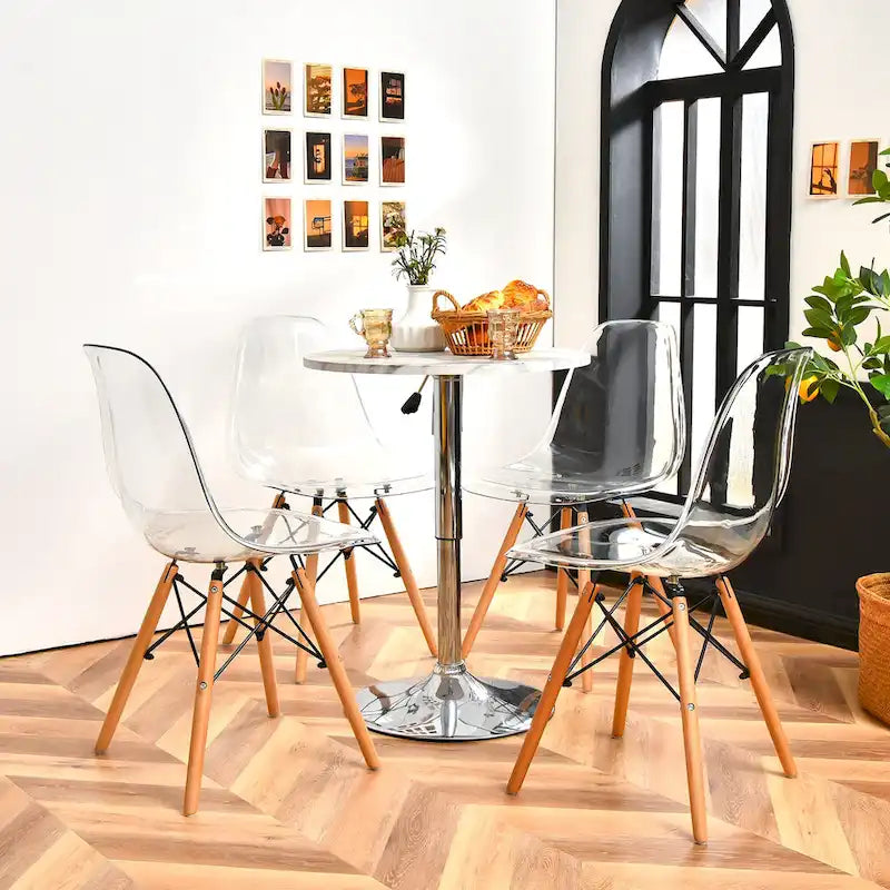 Lot de 4 chaises de salle à manger modernes en plastique avec assise transparente et
