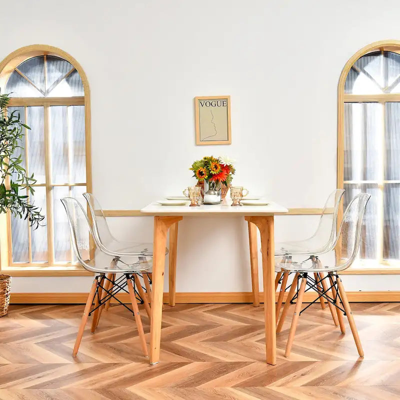 Lot de 4 chaises de salle à manger modernes en plastique avec assise transparente et