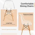 Lot de 4 chaises de salle à manger modernes en plastique avec assise transparente et