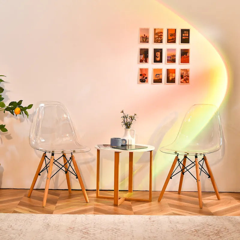 Lot de 4 chaises de salle à manger modernes en plastique avec assise transparente et