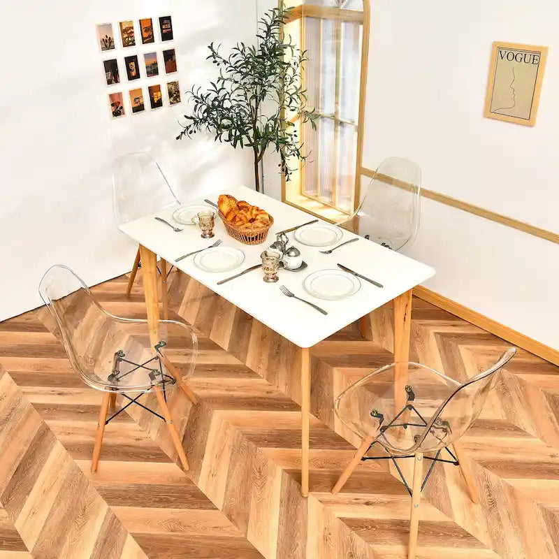 Lot de 4 chaises de salle à manger modernes en plastique avec assise transparente et